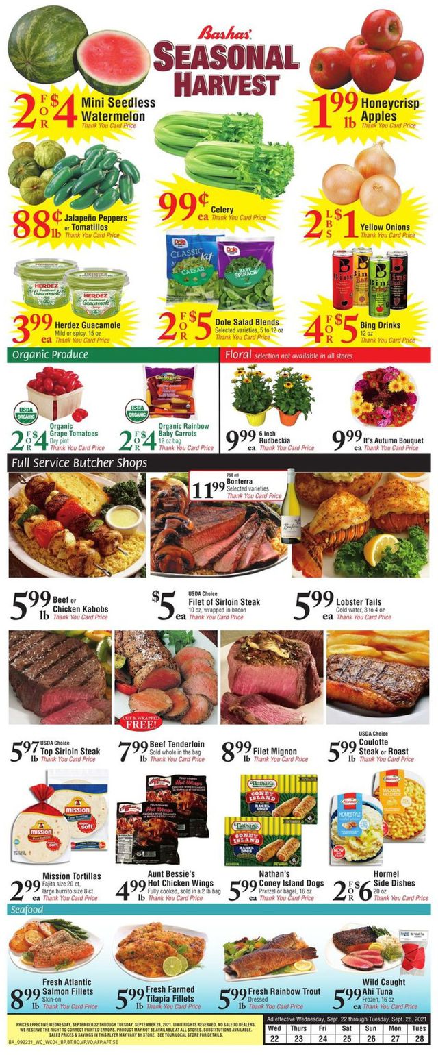 Bashas Ad from 09/22/2021