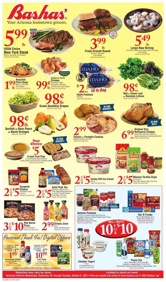 Bashas Ad from 09/29/2021