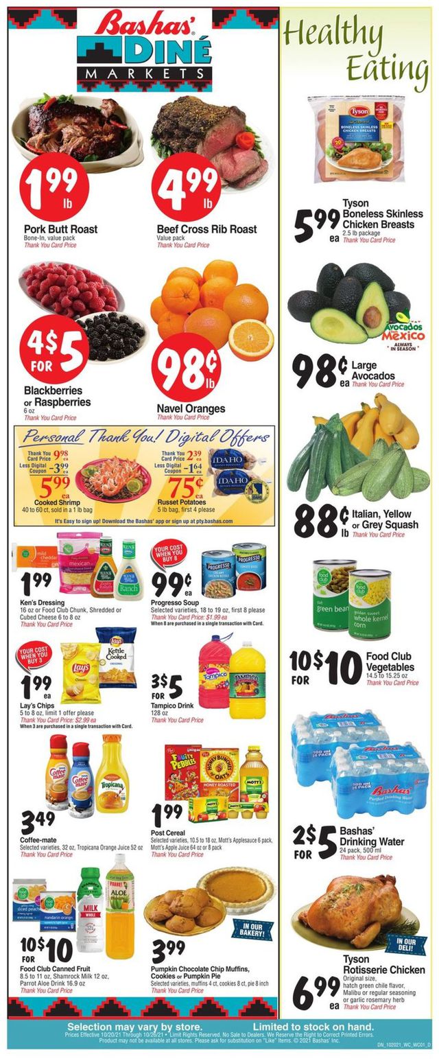 Bashas Ad from 10/20/2021