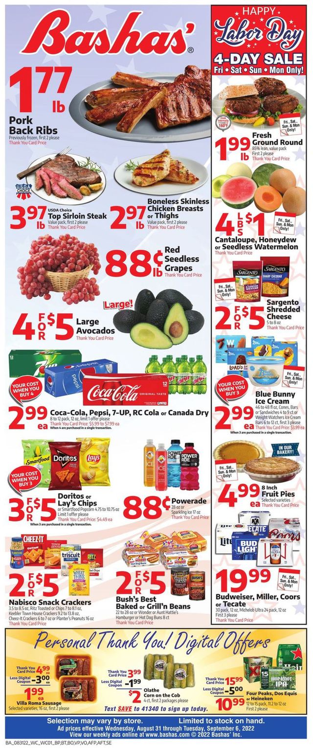 Bashas Ad from 08/31/2022