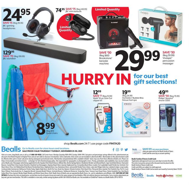 Bealls Florida Ad from 11/25/2021