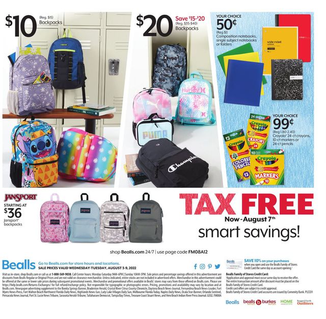 Bealls Florida Ad from 08/03/2022