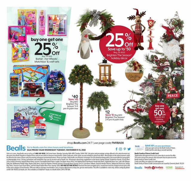 Bealls Florida Ad from 11/09/2022