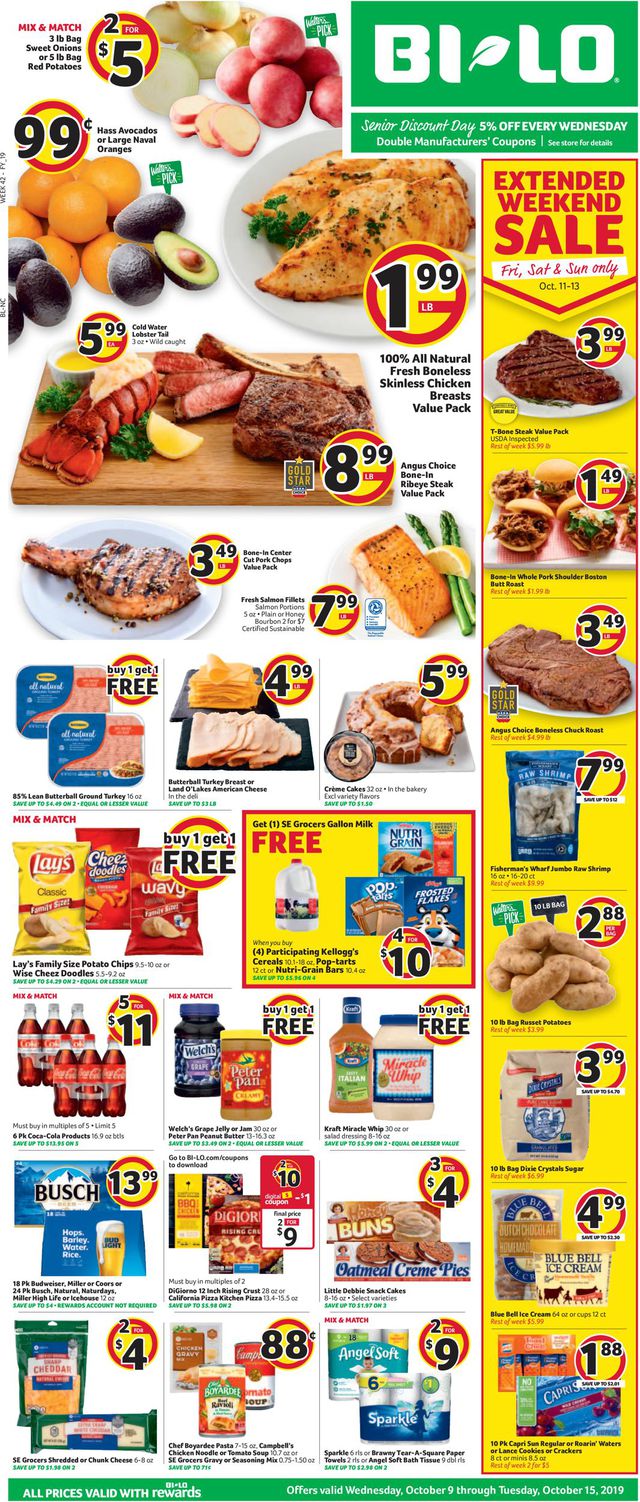 BI-LO Ad from 10/09/2019