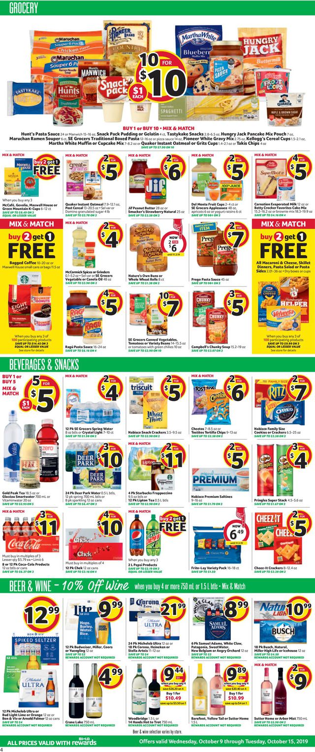 BI-LO Ad from 10/09/2019