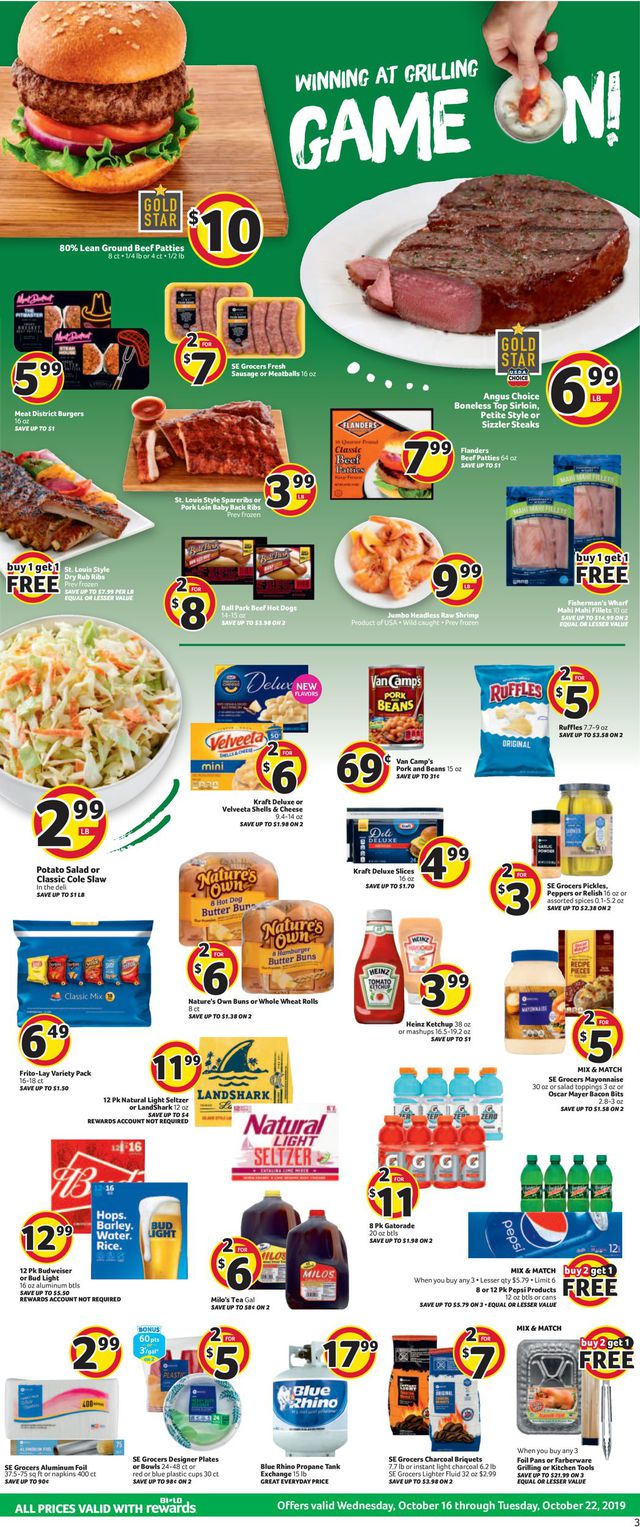 BI-LO Ad from 10/16/2019