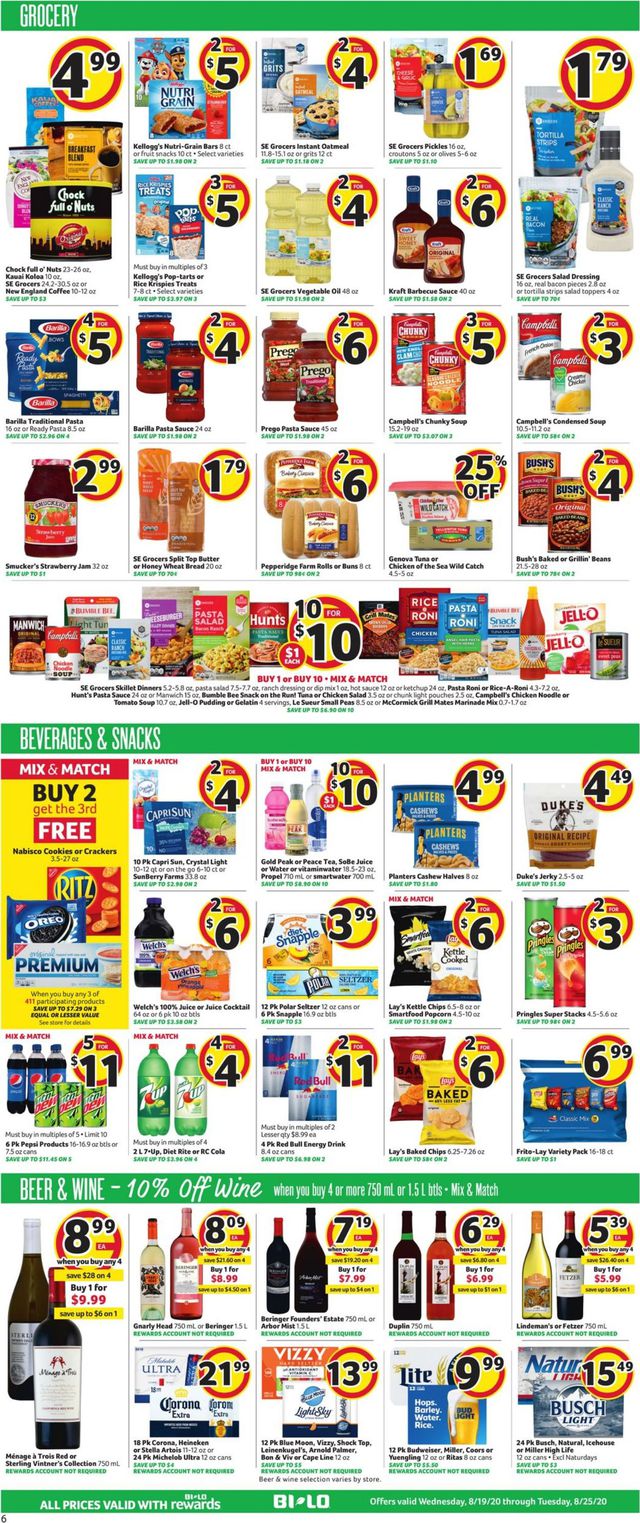 BI-LO Ad from 08/19/2020