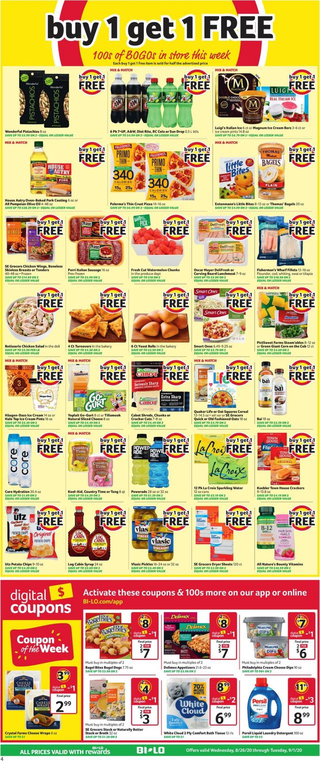 BI-LO Ad from 08/26/2020