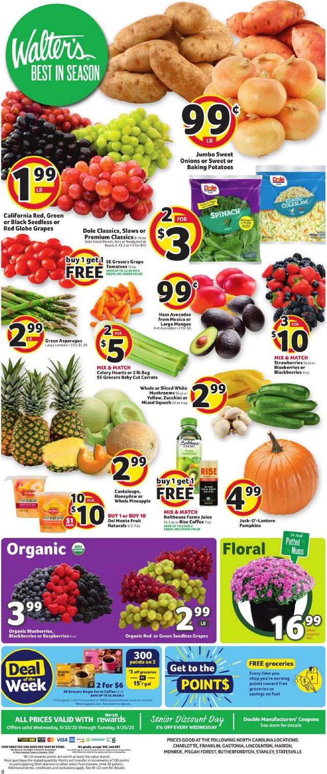 BI-LO Ad from 09/23/2020