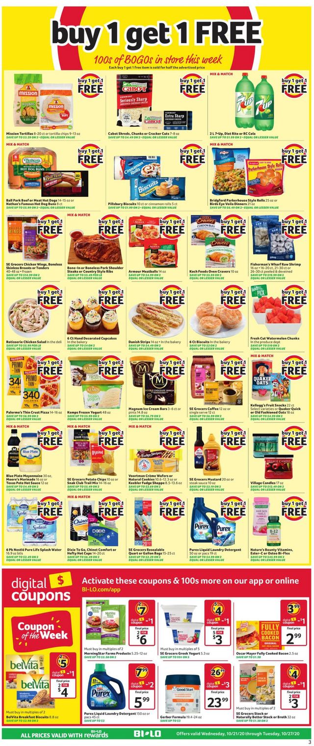 BI-LO Ad from 10/21/2020