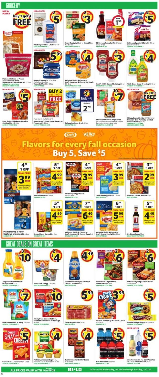 BI-LO Ad from 10/28/2020