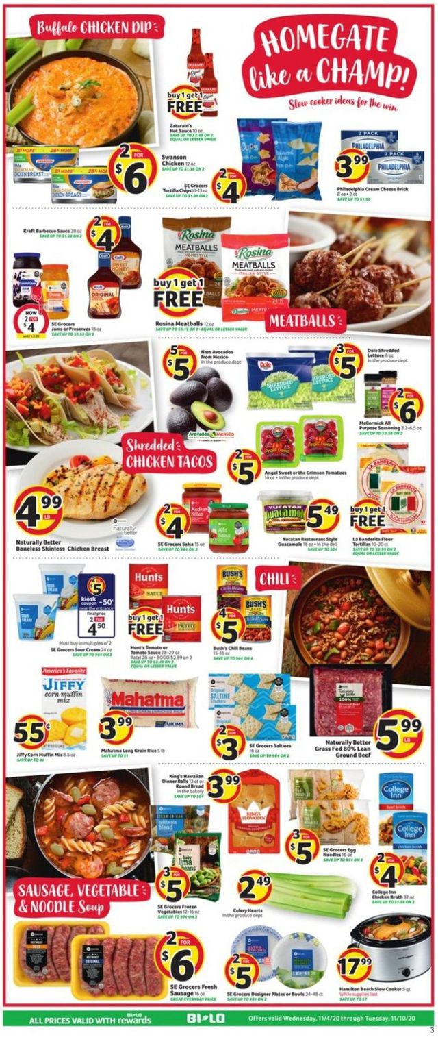 BI-LO Ad from 11/04/2020