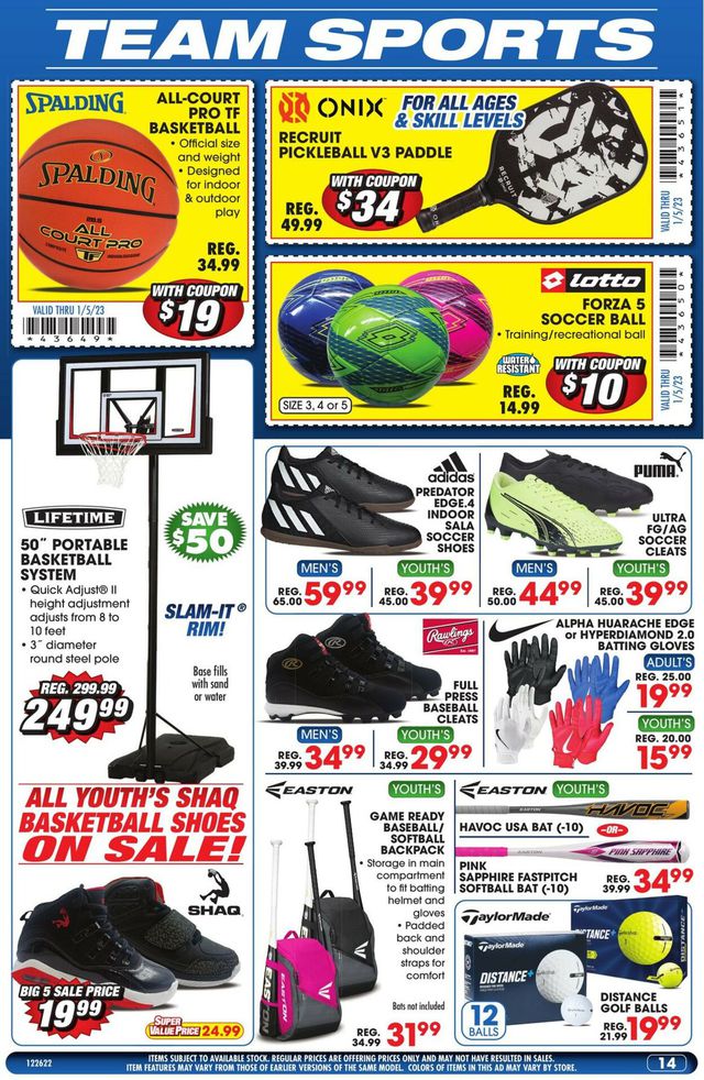 Big 5 Ad from 12/26/2022