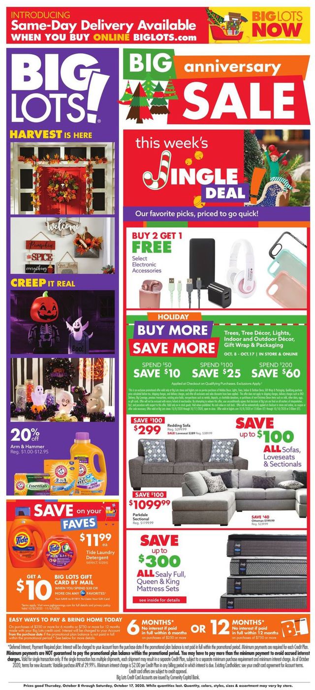 Big Lots Ad from 10/08/2020