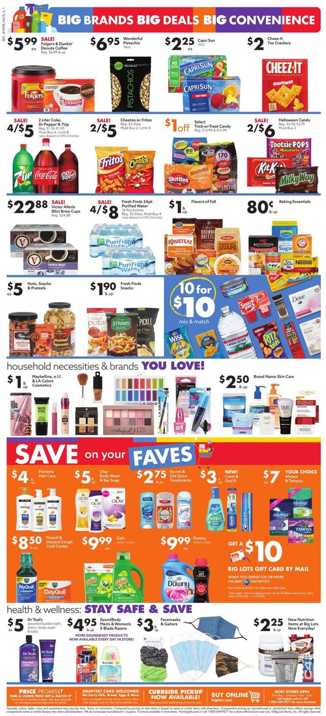 Big Lots Ad from 10/08/2020