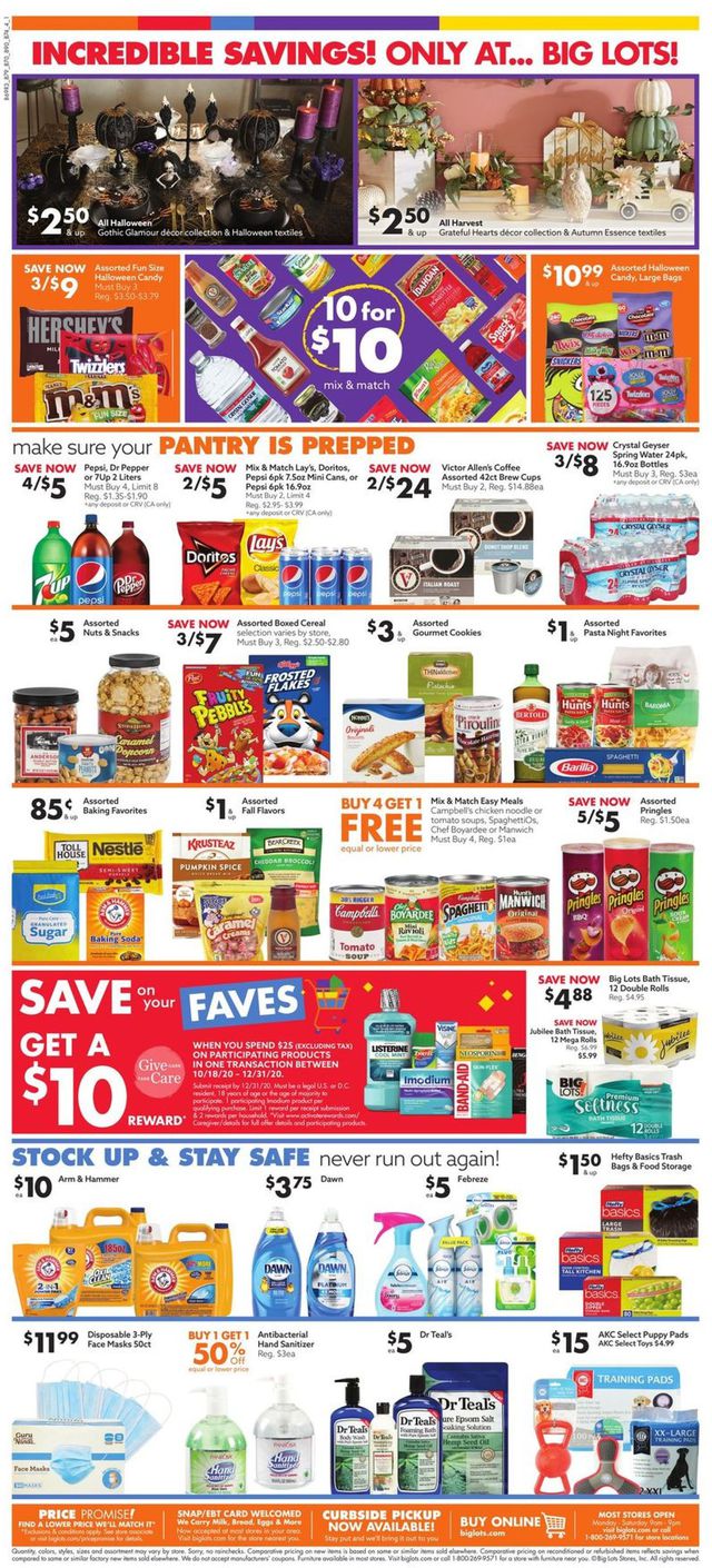 Big Lots Ad from 10/17/2020