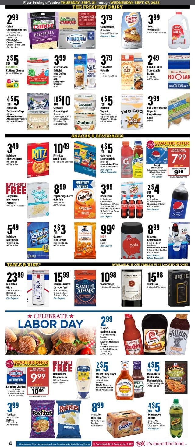 Big Y Ad from 09/01/2022