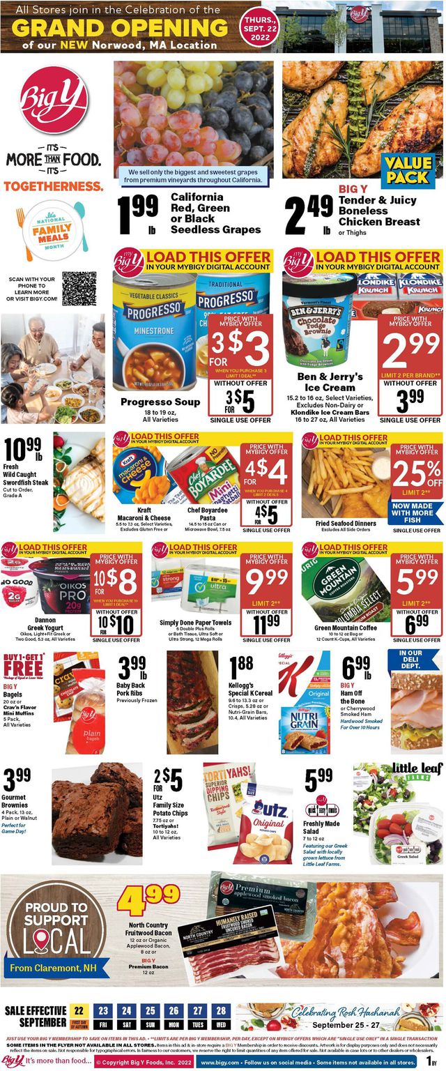 Big Y Ad from 09/22/2022