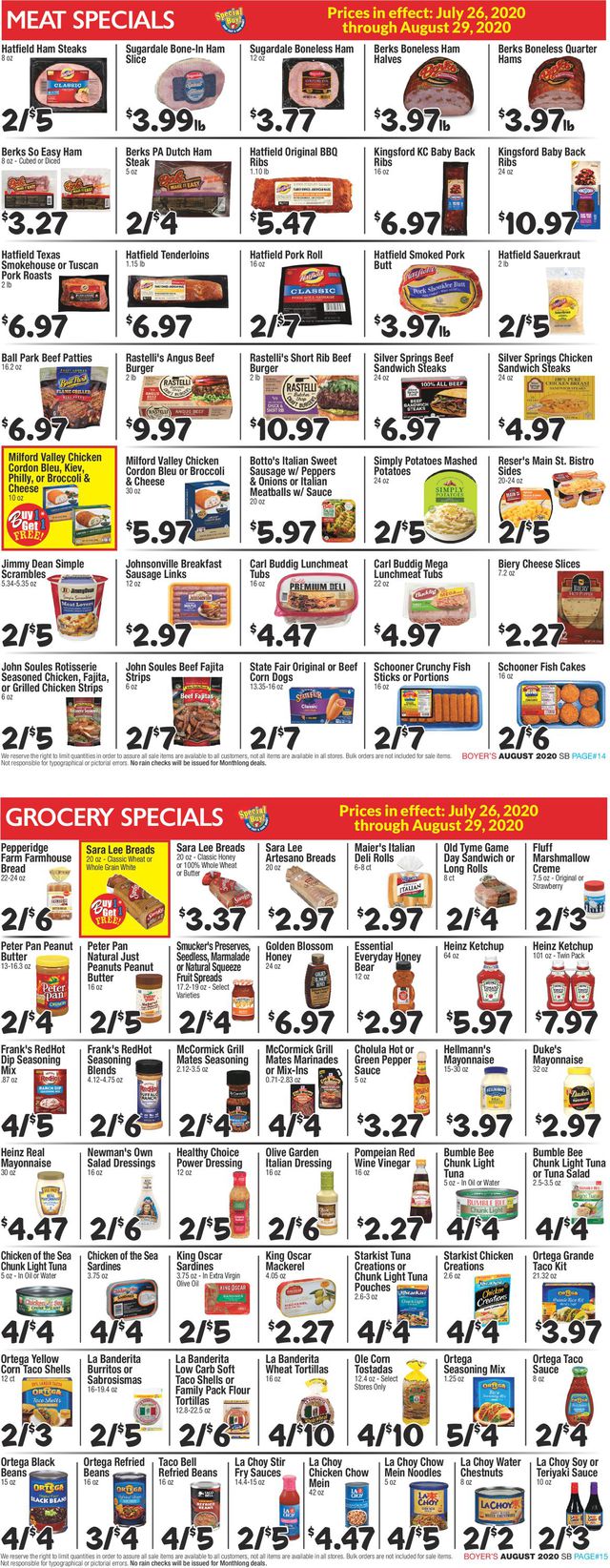 Boyer's Food Markets Ad from 07/28/2020