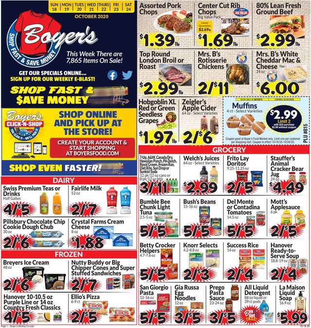 Boyer's Food Markets Ad from 10/18/2020