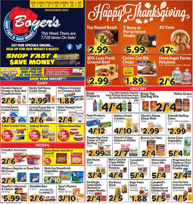 Boyer's Food Markets Ad from 11/15/2020