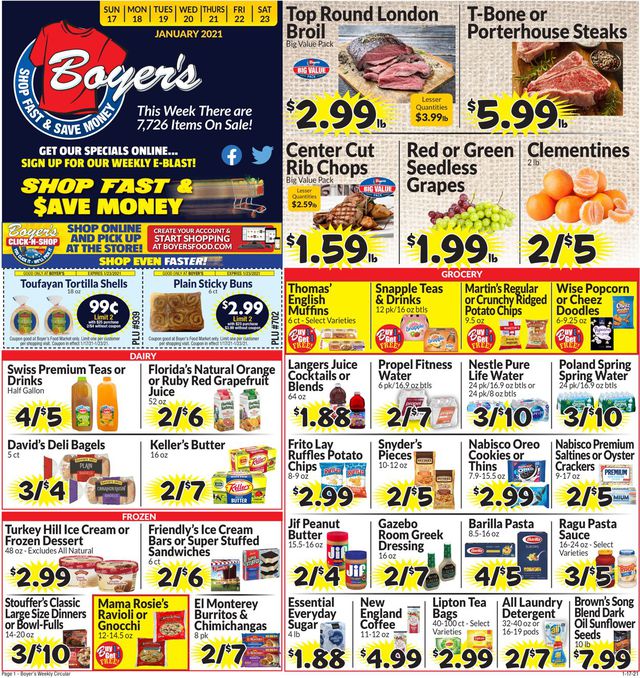 Boyer's Food Markets Ad from 01/17/2021
