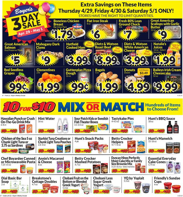 Boyer's Food Markets Ad from 04/25/2021