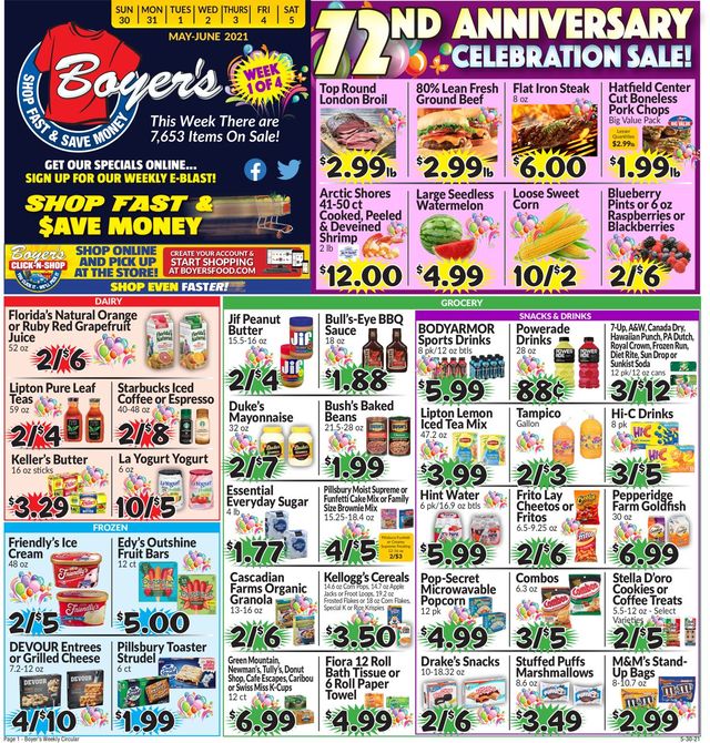 Boyer's Food Markets Ad from 05/30/2021