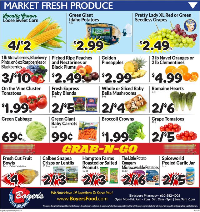Boyer's Food Markets Ad from 08/22/2021