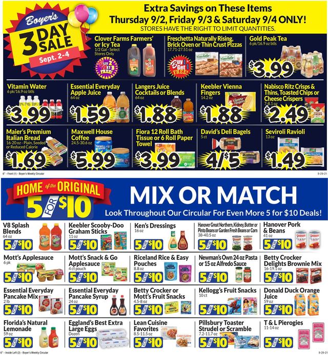 Boyer's Food Markets Ad from 08/29/2021