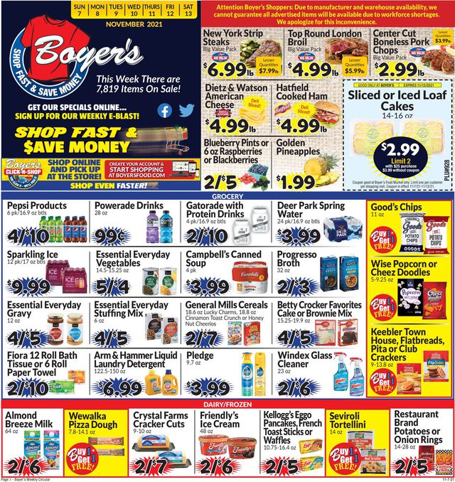 Boyer's Food Markets Ad from 11/07/2021