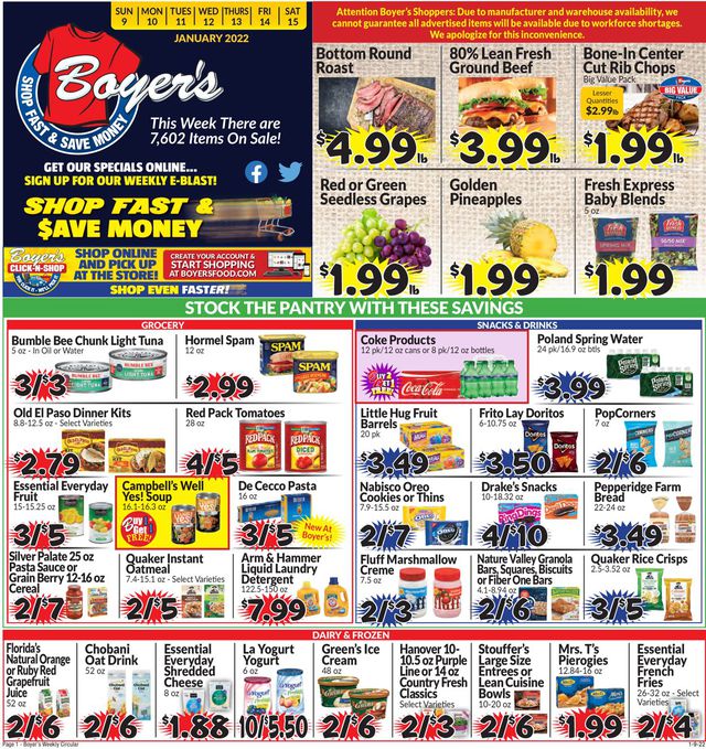 Boyer's Food Markets Ad from 01/09/2022