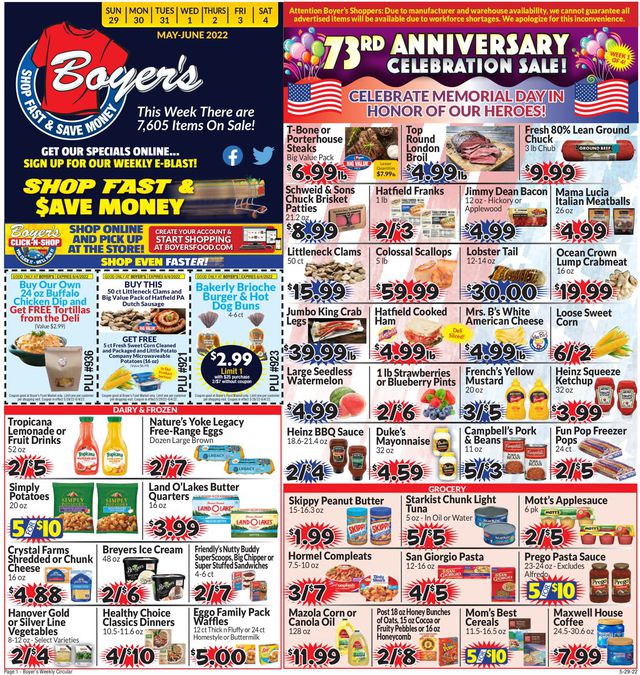 Boyer's Food Markets Ad from 05/29/2022