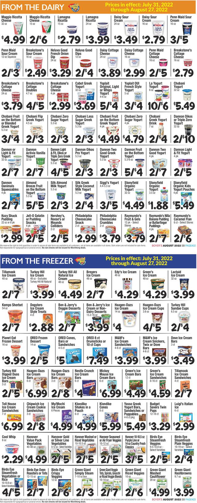 Boyer's Food Markets Ad from 07/31/2022