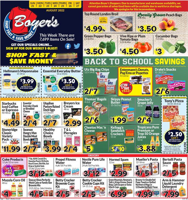 Boyer's Food Markets Ad from 08/21/2022