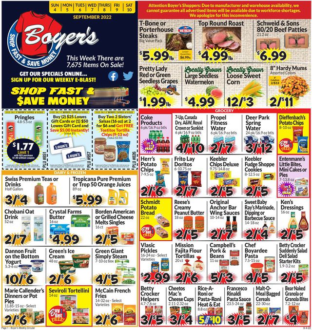Boyer's Food Markets Ad from 09/04/2022