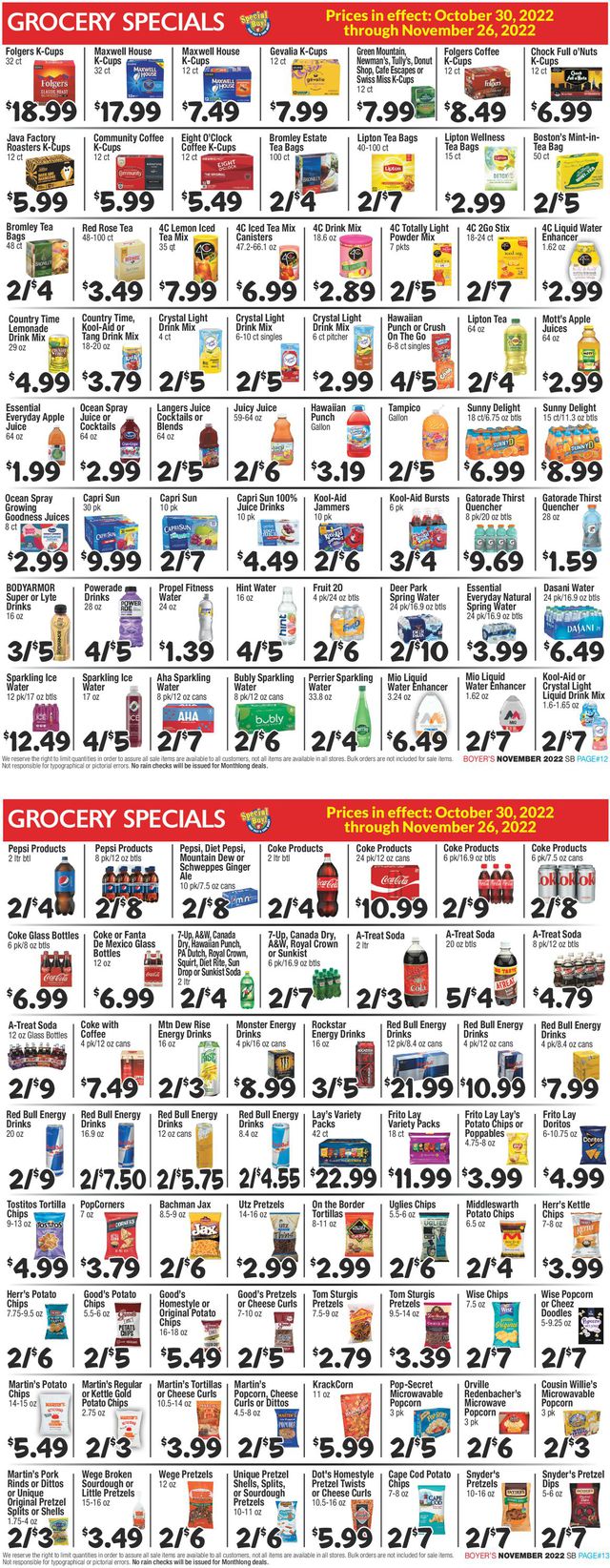Boyer's Food Markets Ad from 10/30/2022