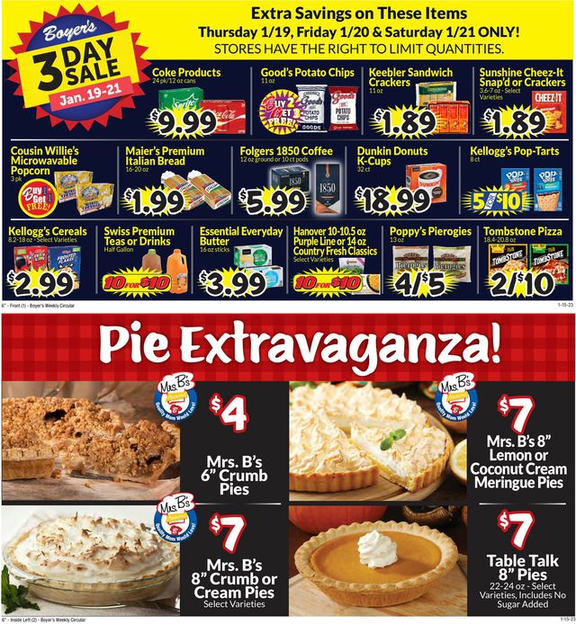 Boyer's Food Markets Ad from 01/15/2023