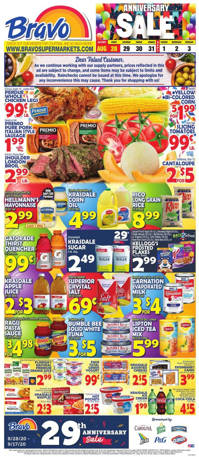 Bravo Supermarkets Ad from 08/28/2020