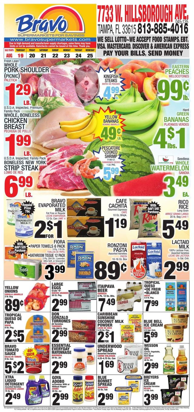 Bravo Supermarkets Ad from 08/19/2021