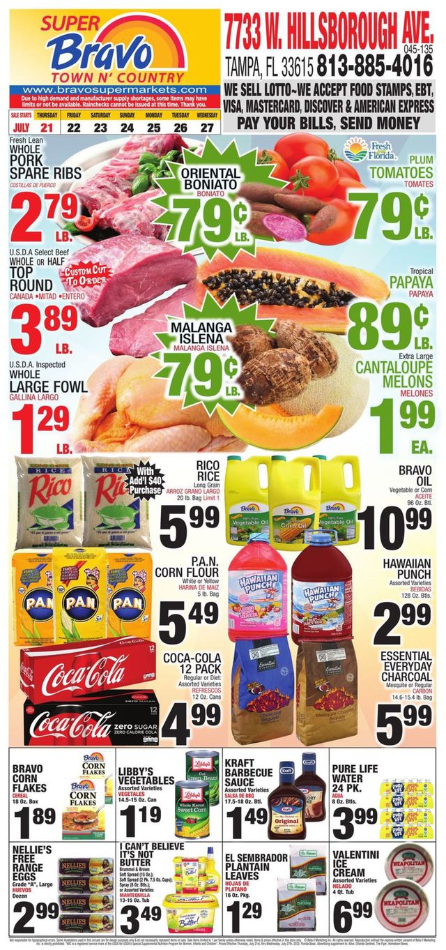 Bravo Supermarkets Ad from 07/21/2022