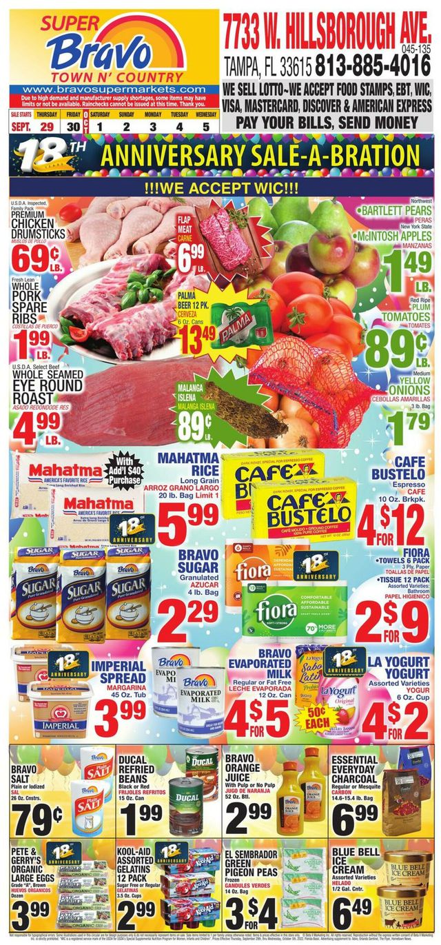 Bravo Supermarkets Ad from 09/29/2022