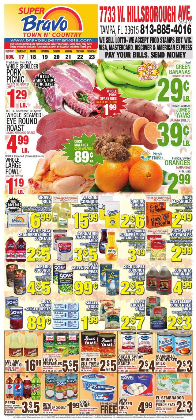 Bravo Supermarkets Ad from 11/17/2022