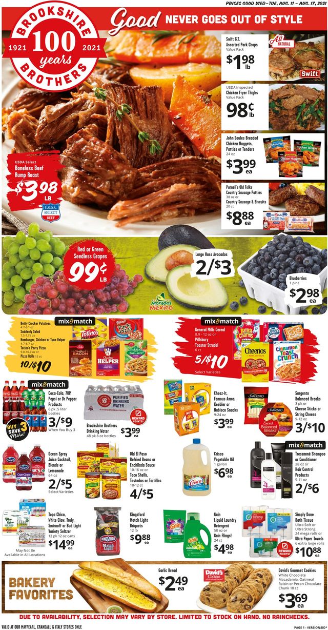 Brookshire Brothers Ad from 08/11/2021