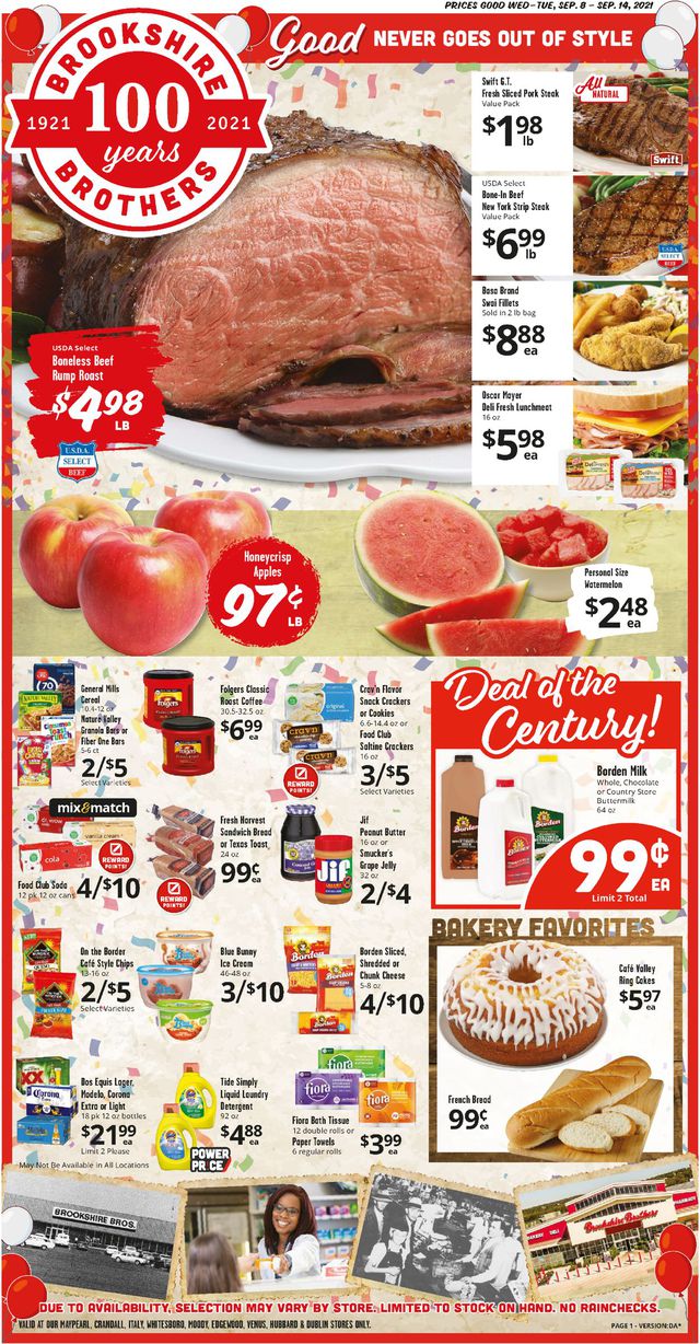 Brookshire Brothers Ad from 09/08/2021