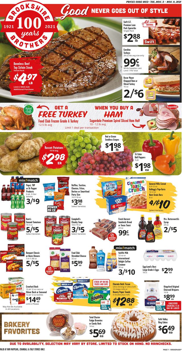 Brookshire Brothers Ad from 11/03/2021