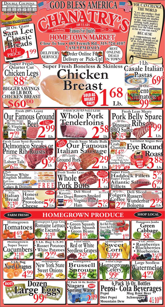 Chanatry's Hometown Market Ad from 08/23/2020