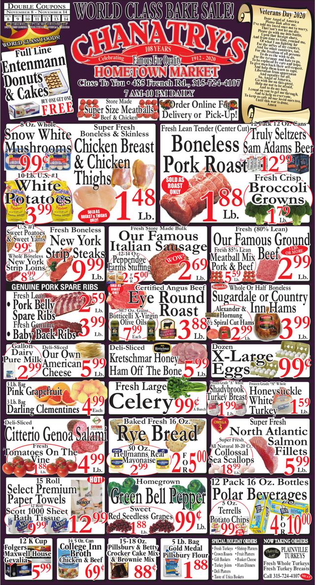 Chanatry's Hometown Market Ad from 11/08/2020