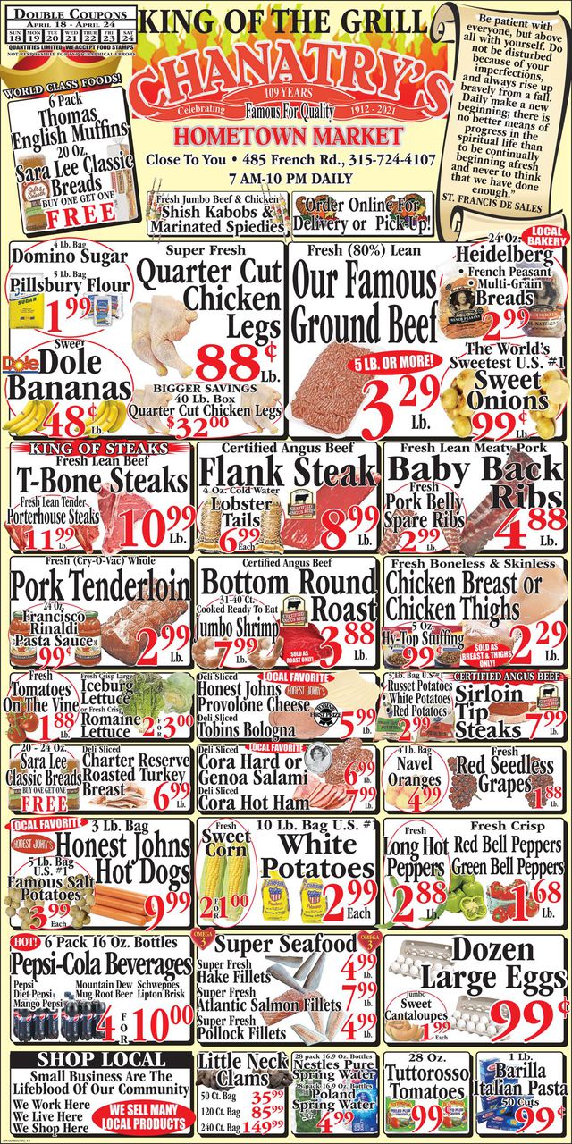 Chanatry's Hometown Market Ad from 04/18/2021