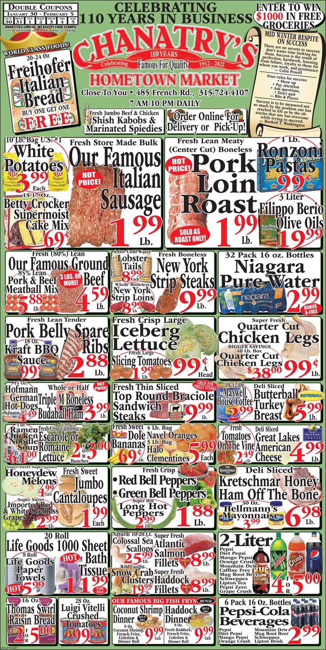 Chanatry's Hometown Market Ad from 01/30/2022